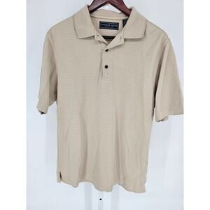 Vintage 1990s Andrew Fezza New York Mens Sz S Short Sleeve Polo Shirt Tan